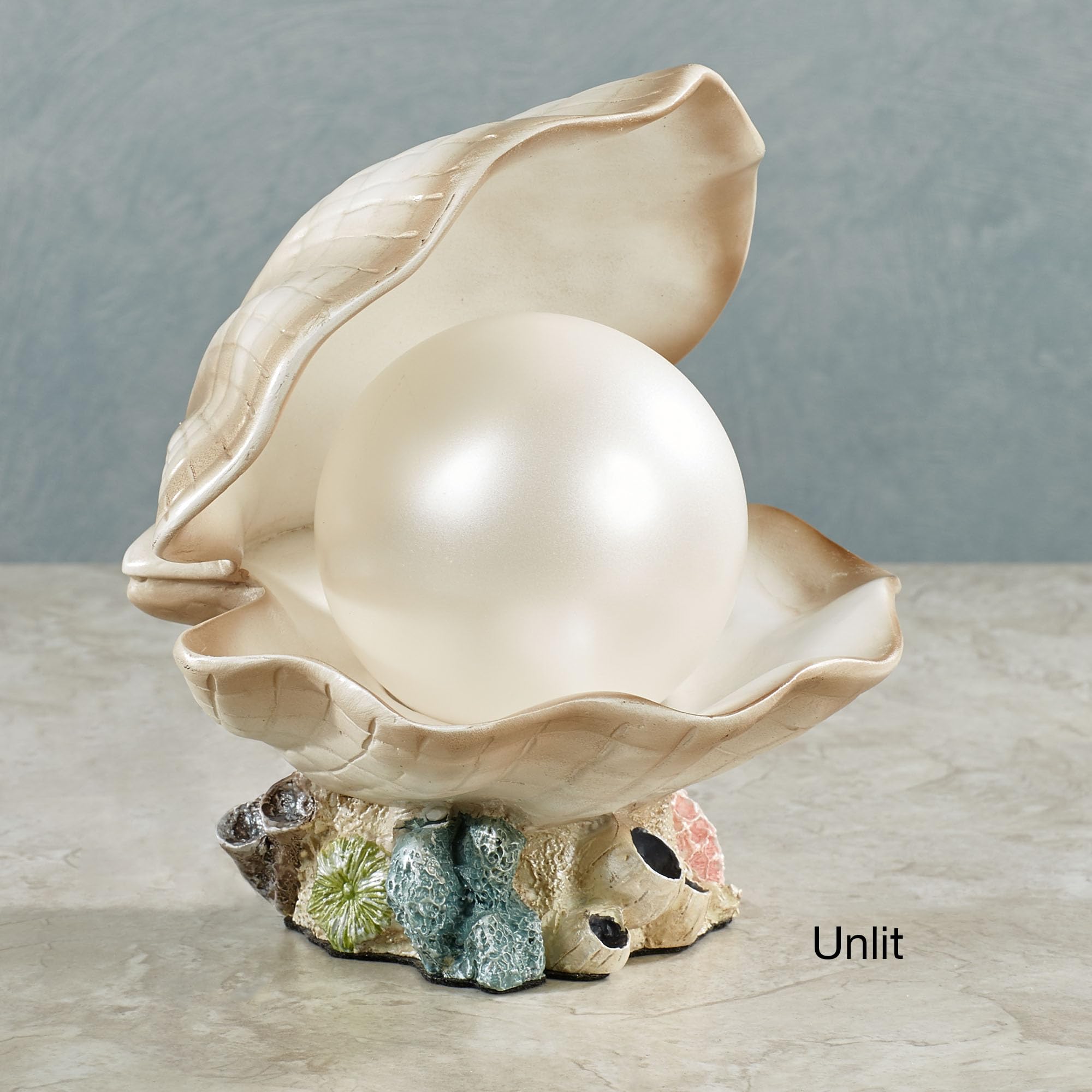 Clamshell Pearl Accent Lamp Night Light Ivory - Handcrafted Resin